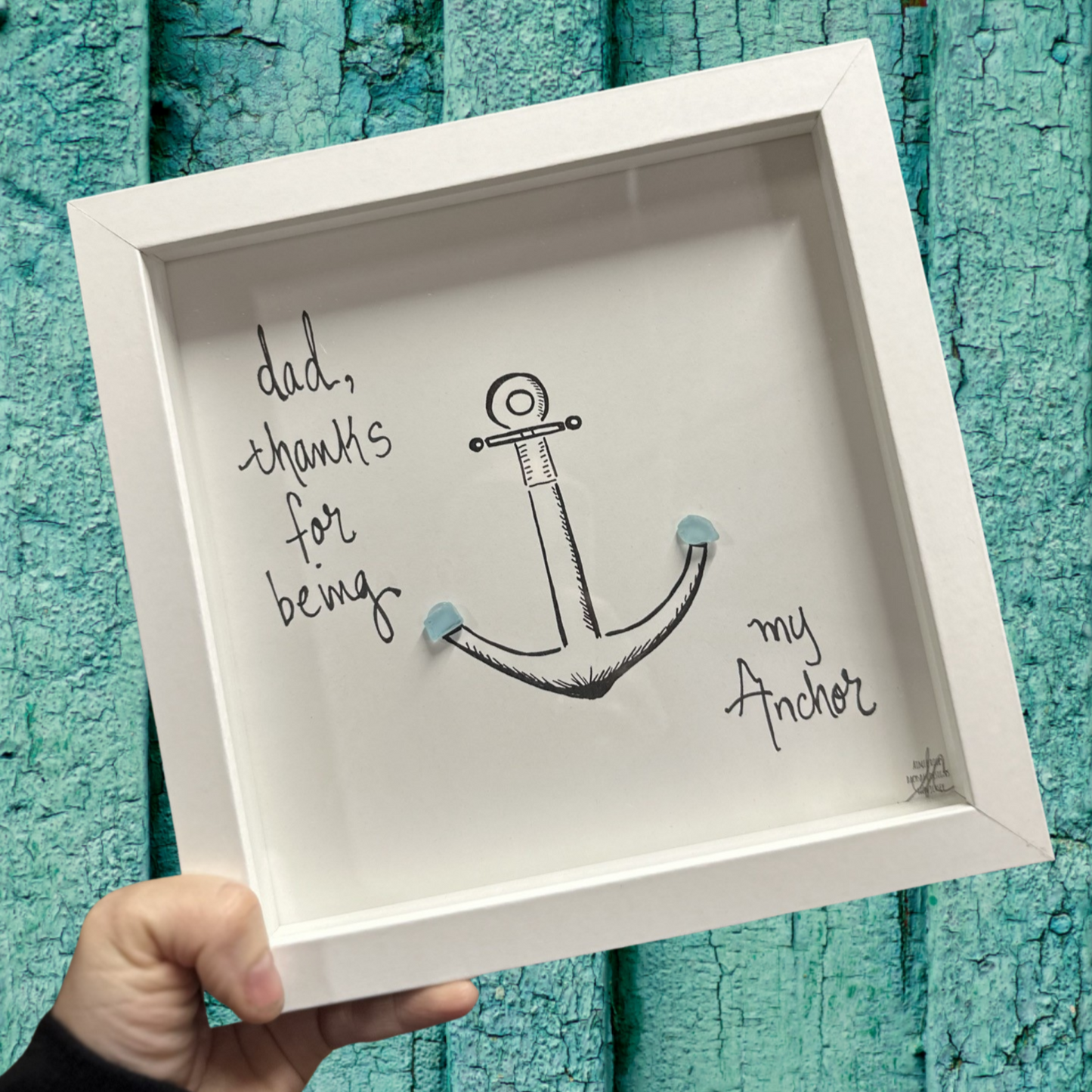 Dad Anchor sea glass art 