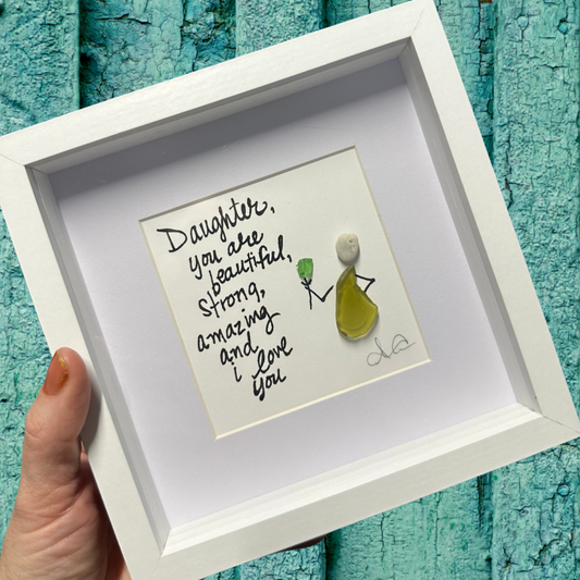 gifts for daughter sea glass art frame sea glass art by back bay designs Daughter I love you MINI