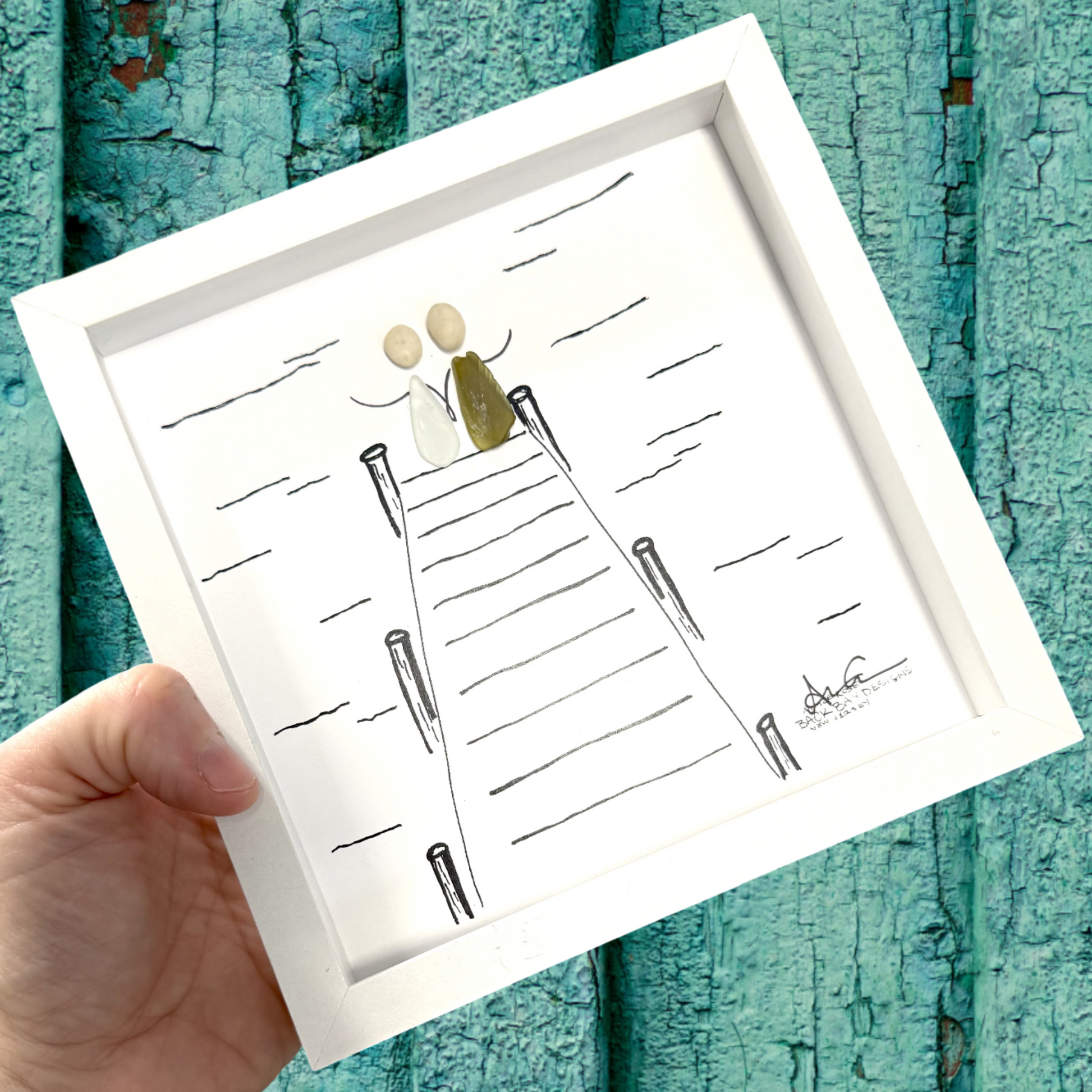 Dockside MINI sea glass art 6in 