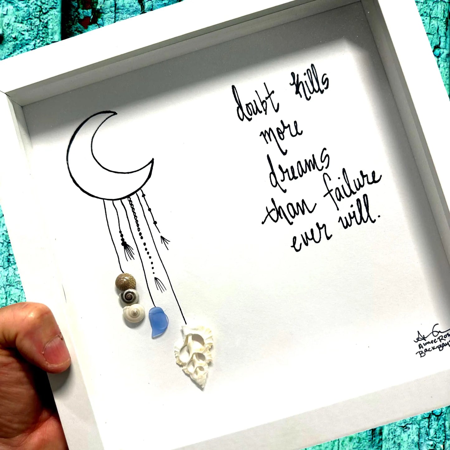 DOubt 8in sea glass art bright