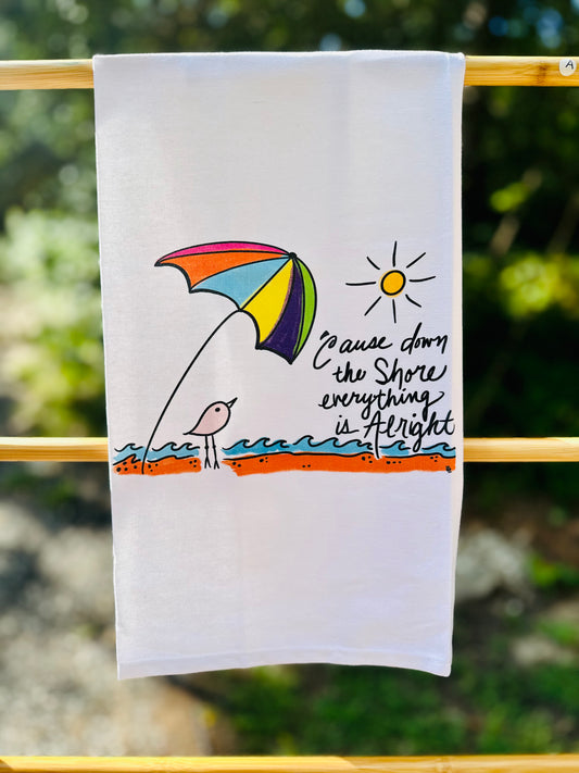 Down the shore Tea Towel