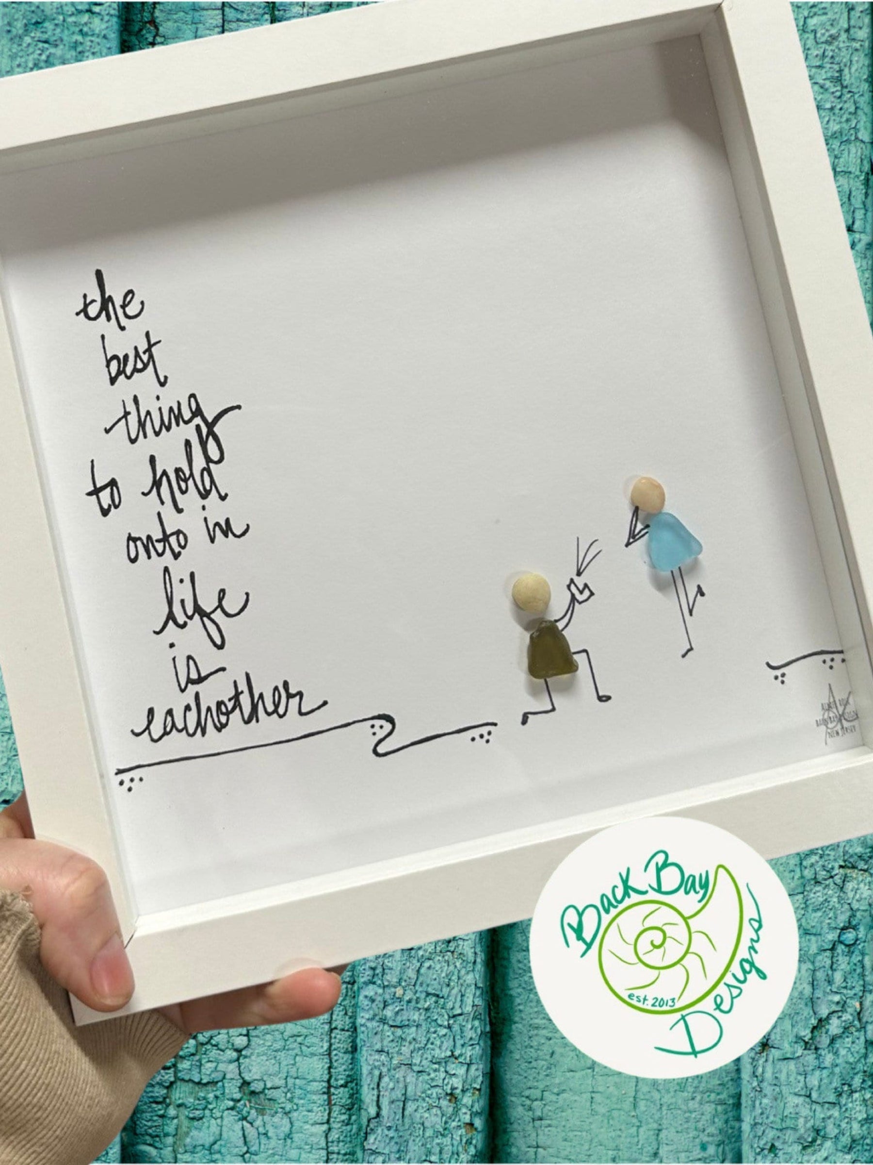 Engagement Hold Onto Each Other - Beach Proposal Original Sea Glass Art by BBD