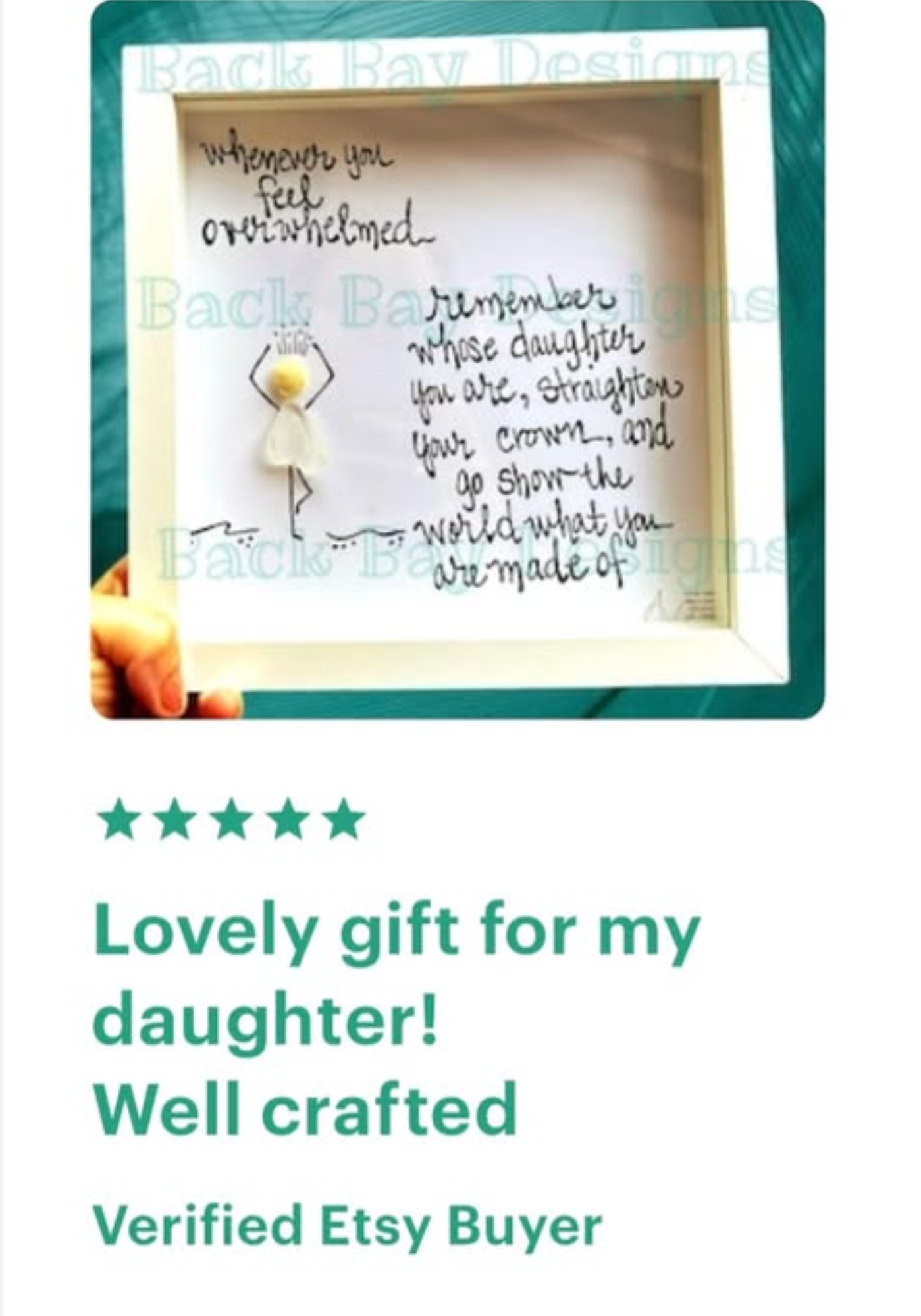 Etsy Review Daughter Overwhelmed 8inch sea glass art 