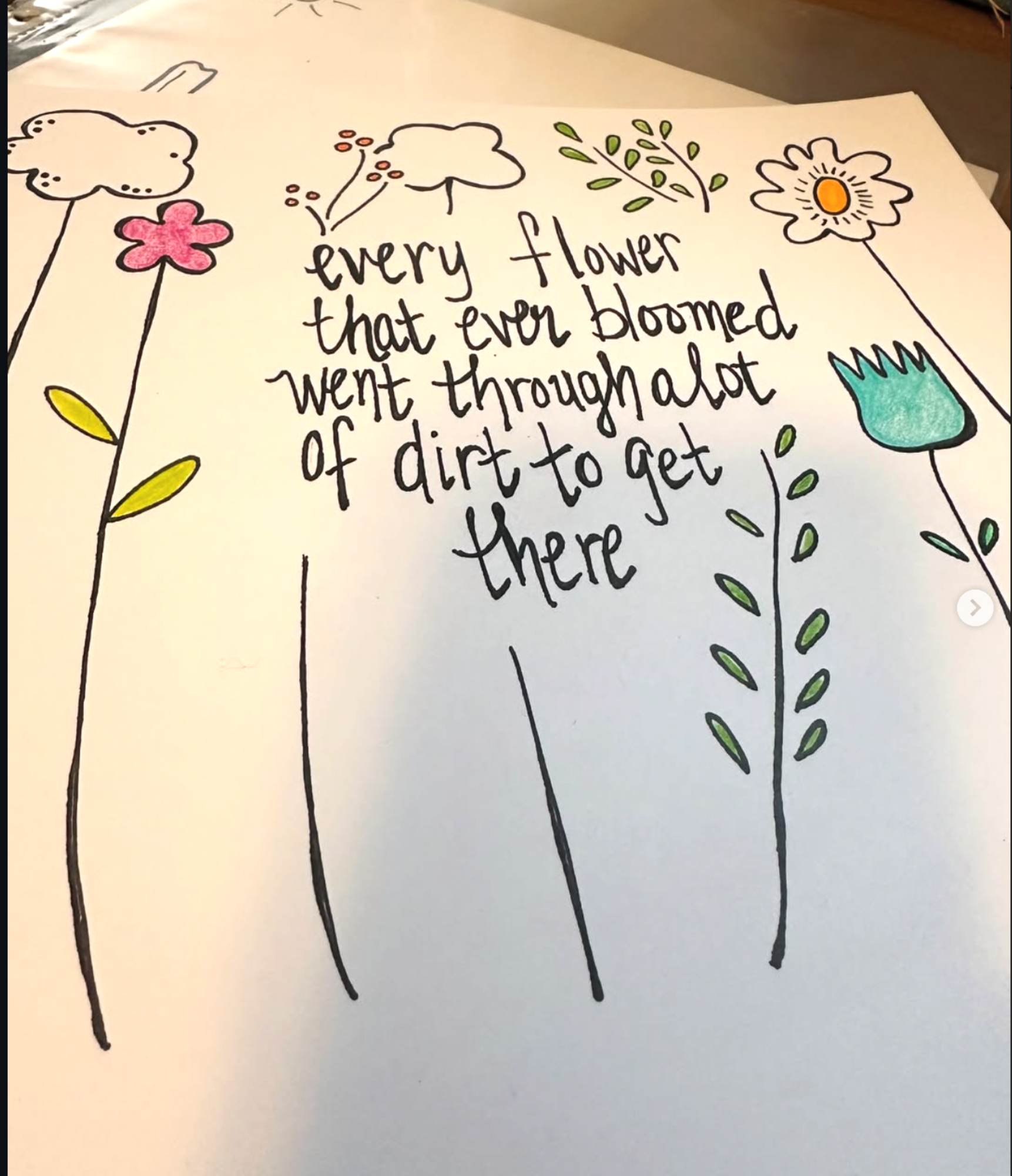 Flowers Through Dirt sea glass art in progress