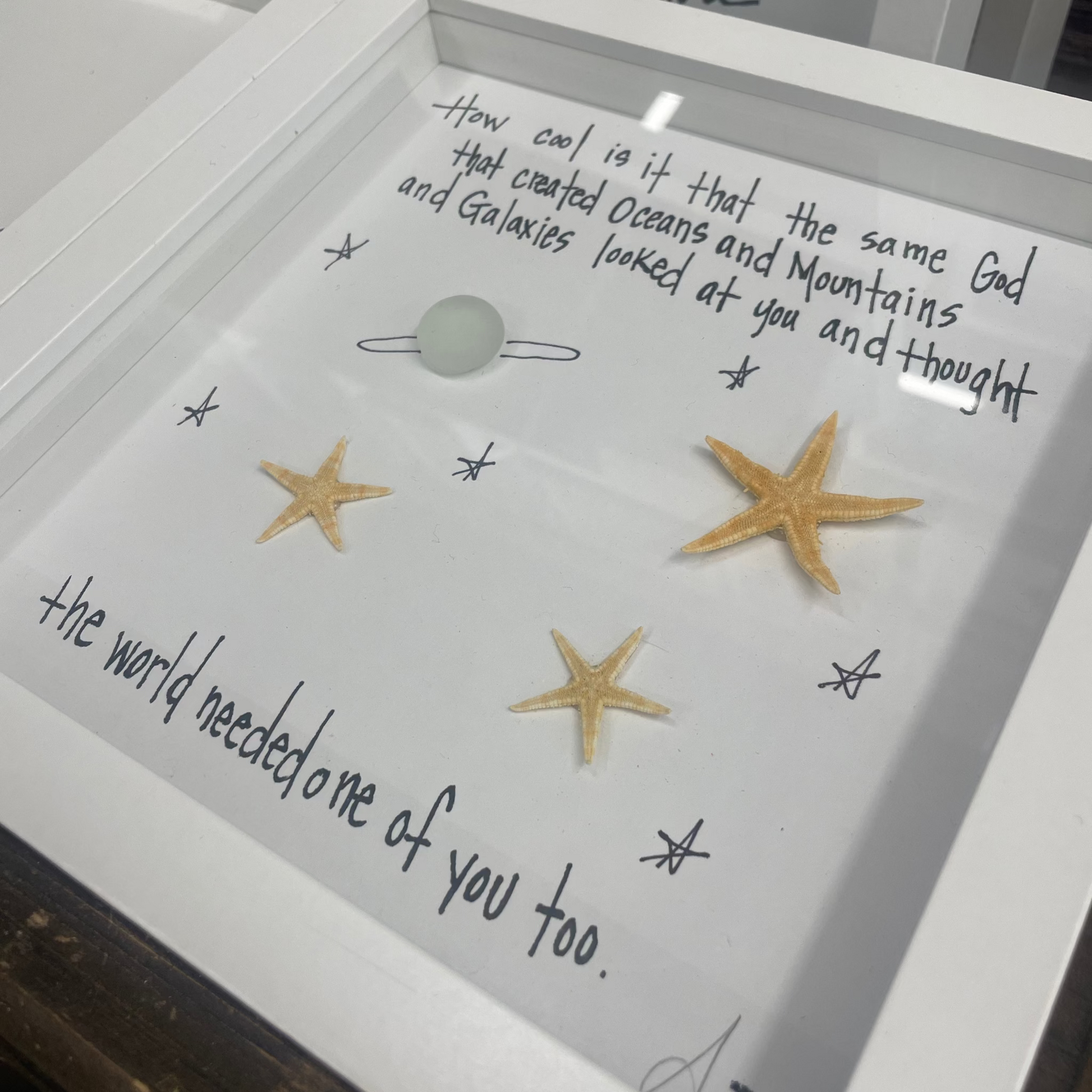 Galaxies starfish 8 inch sea glass art 