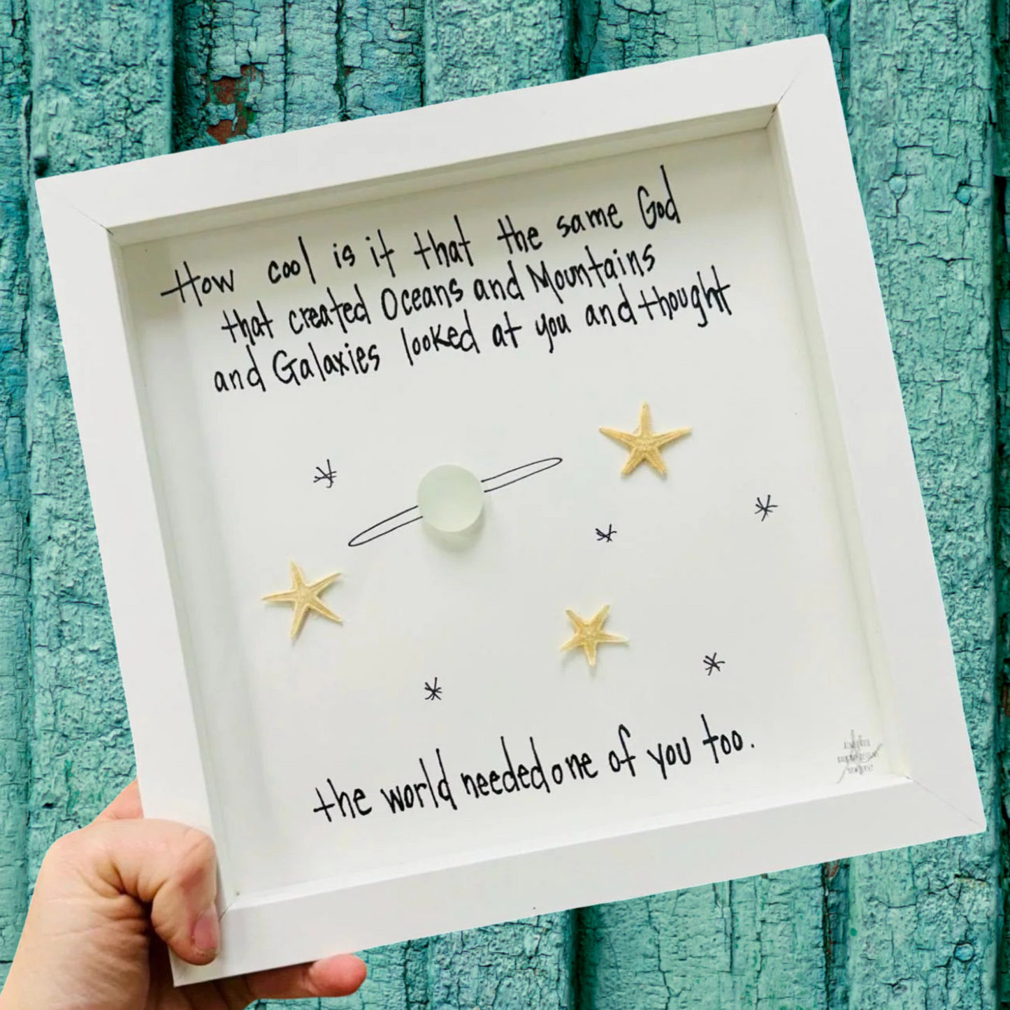 Galaxy 8 inch sea glass art 