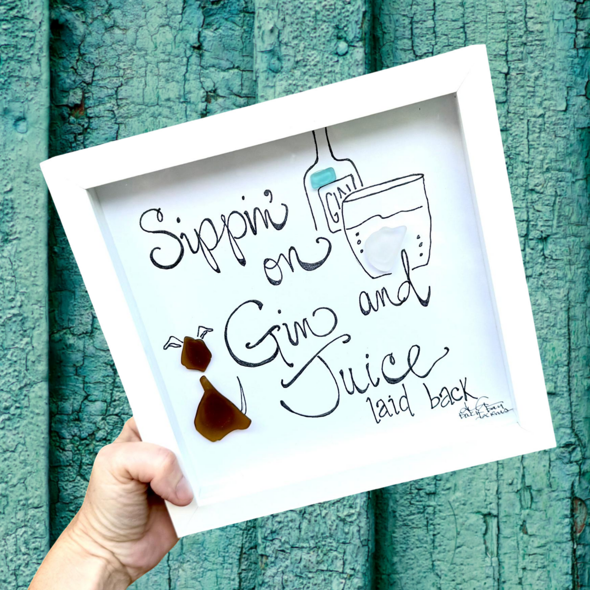 Gin And Juice Snoop 8 inch sea glass art 