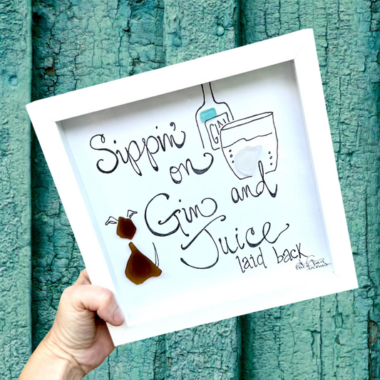 Gin And Juice Snoop 8 inch sea glass art 