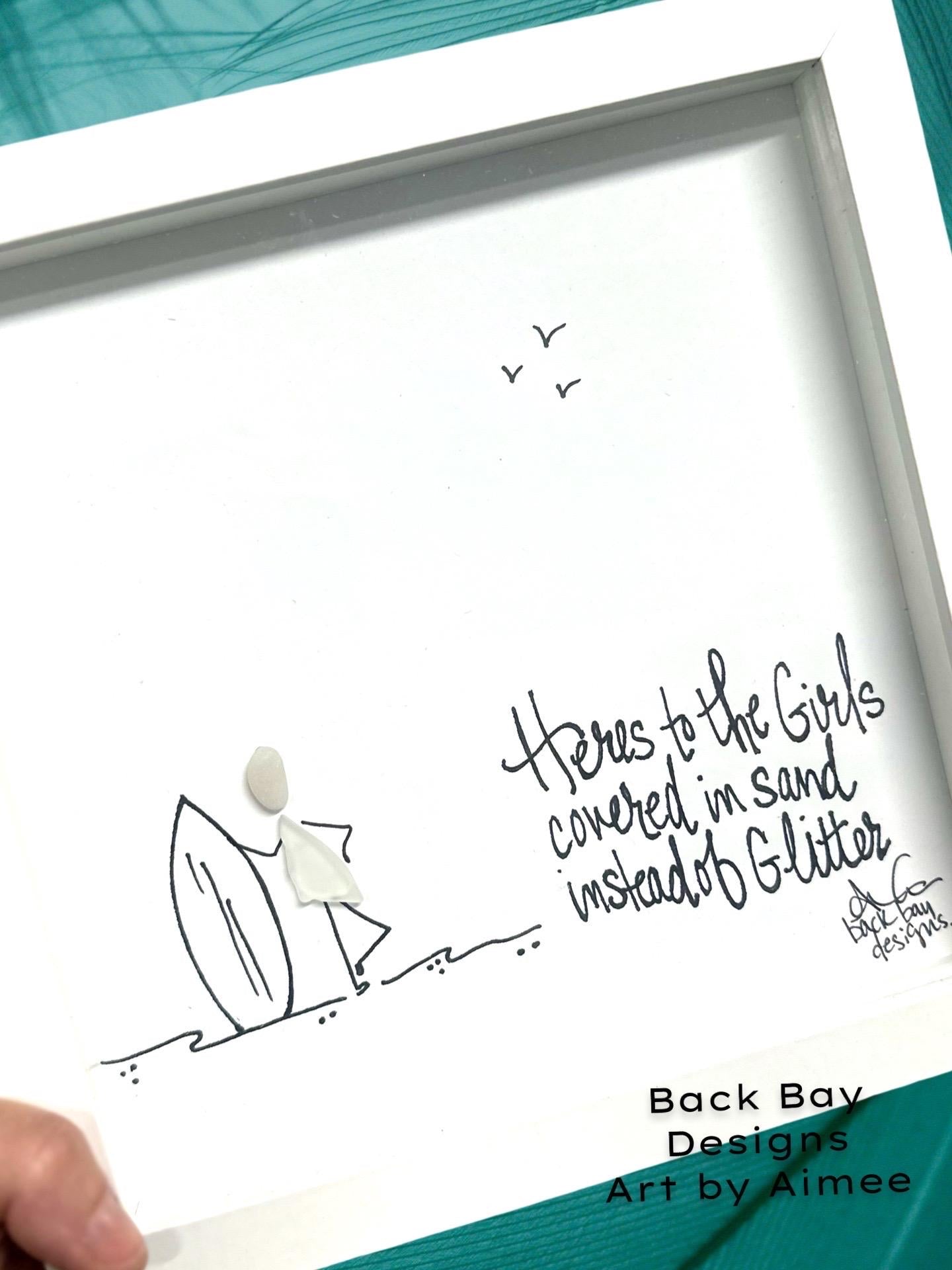 Girls Covered In Sand vs Glitter - Sea Glass Art, Fun-Loving Beach Friends, Coastal Decor