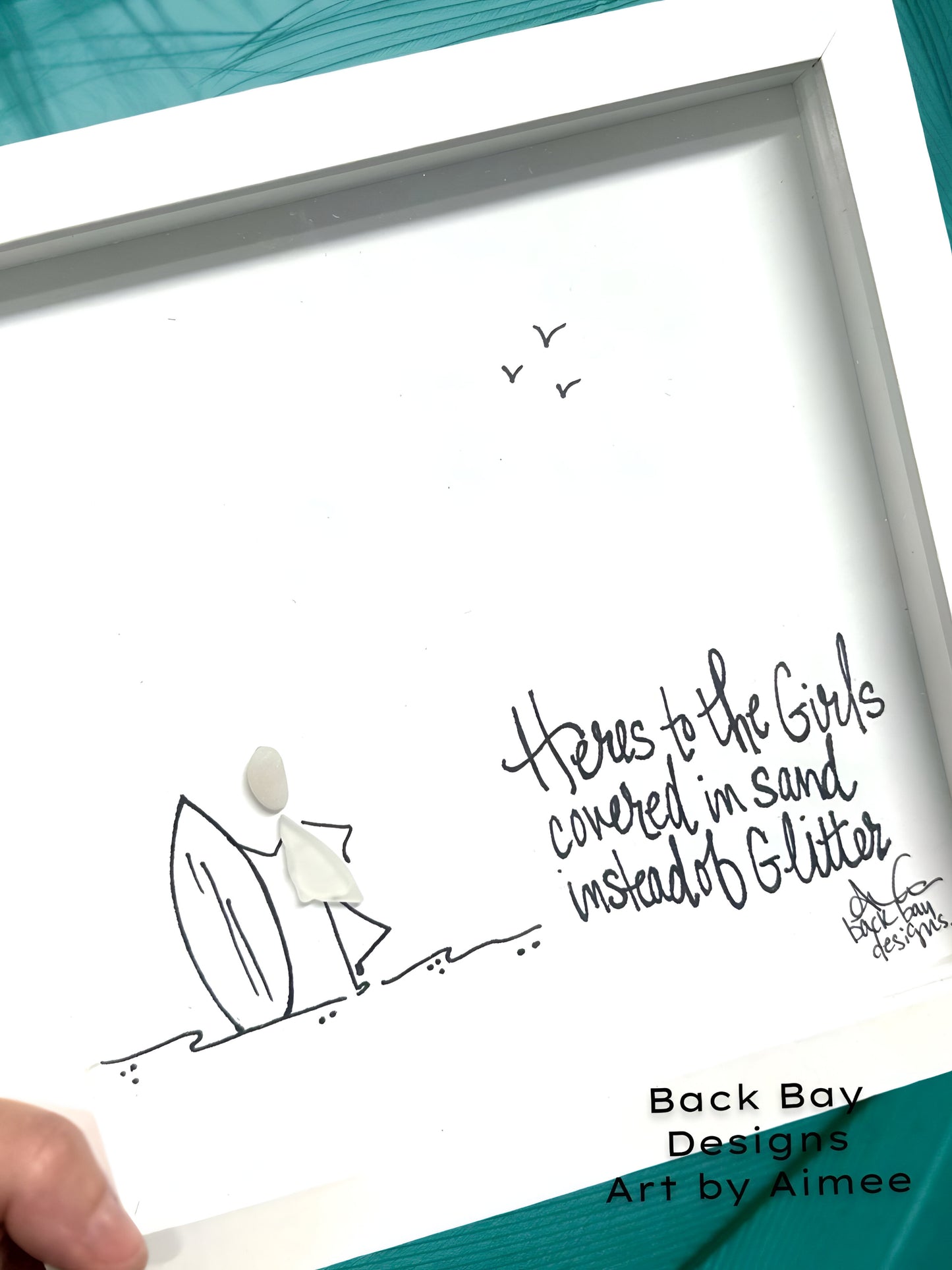 Girls Covered In Sand vs Glitter - Sea Glass Art, Fun-Loving Beach Friends, Coastal Decor