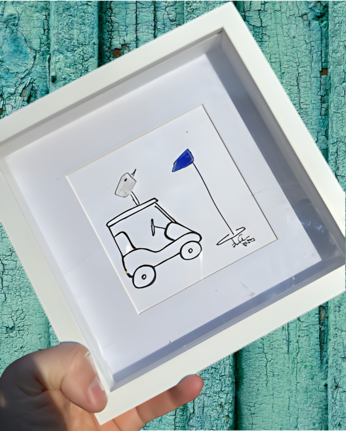 Golf cart MINI 6 inch sea glass art 