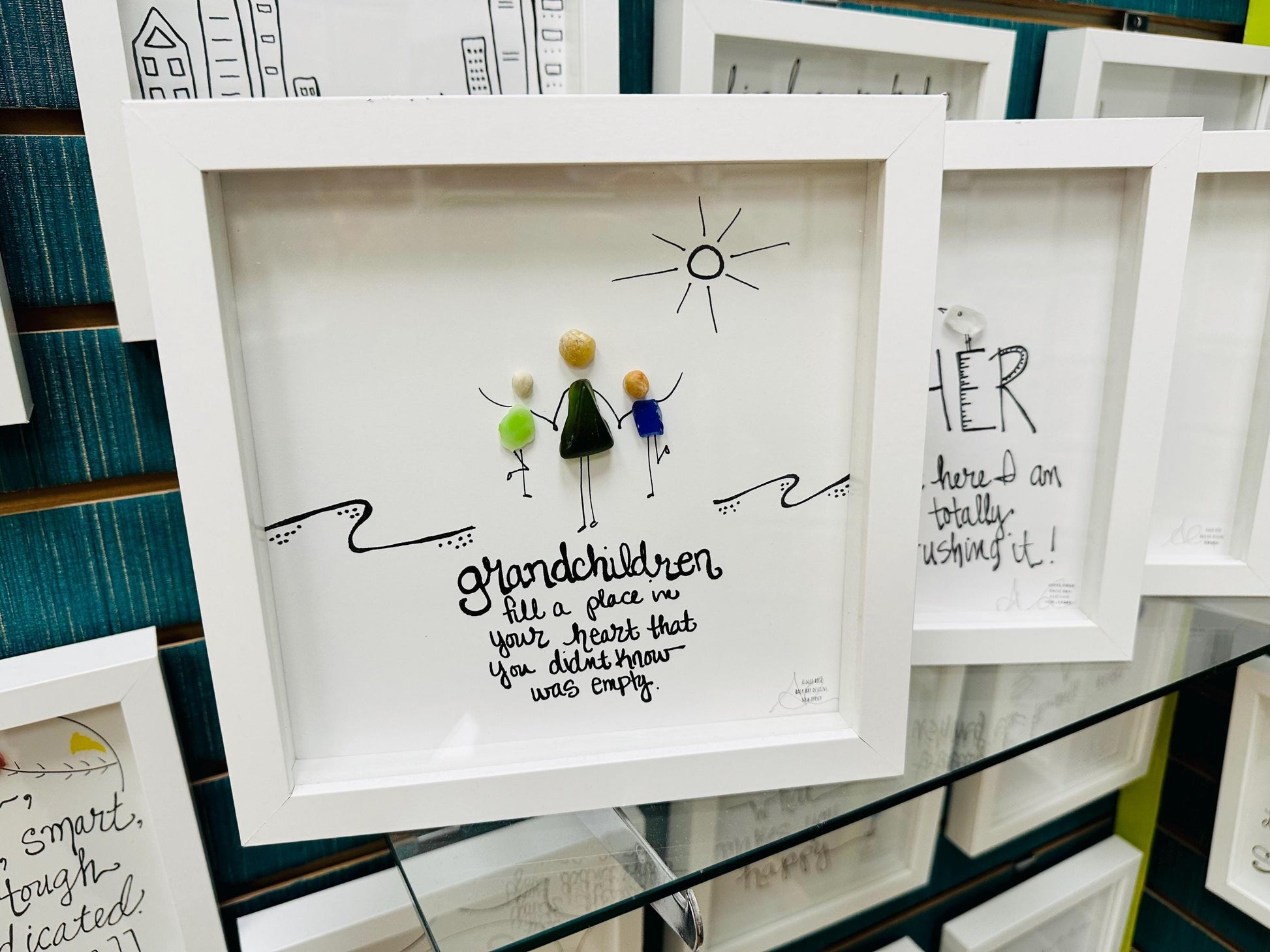 Grandchildren Fill A Place in the Heart - Original Sea Glass Art by BBD
