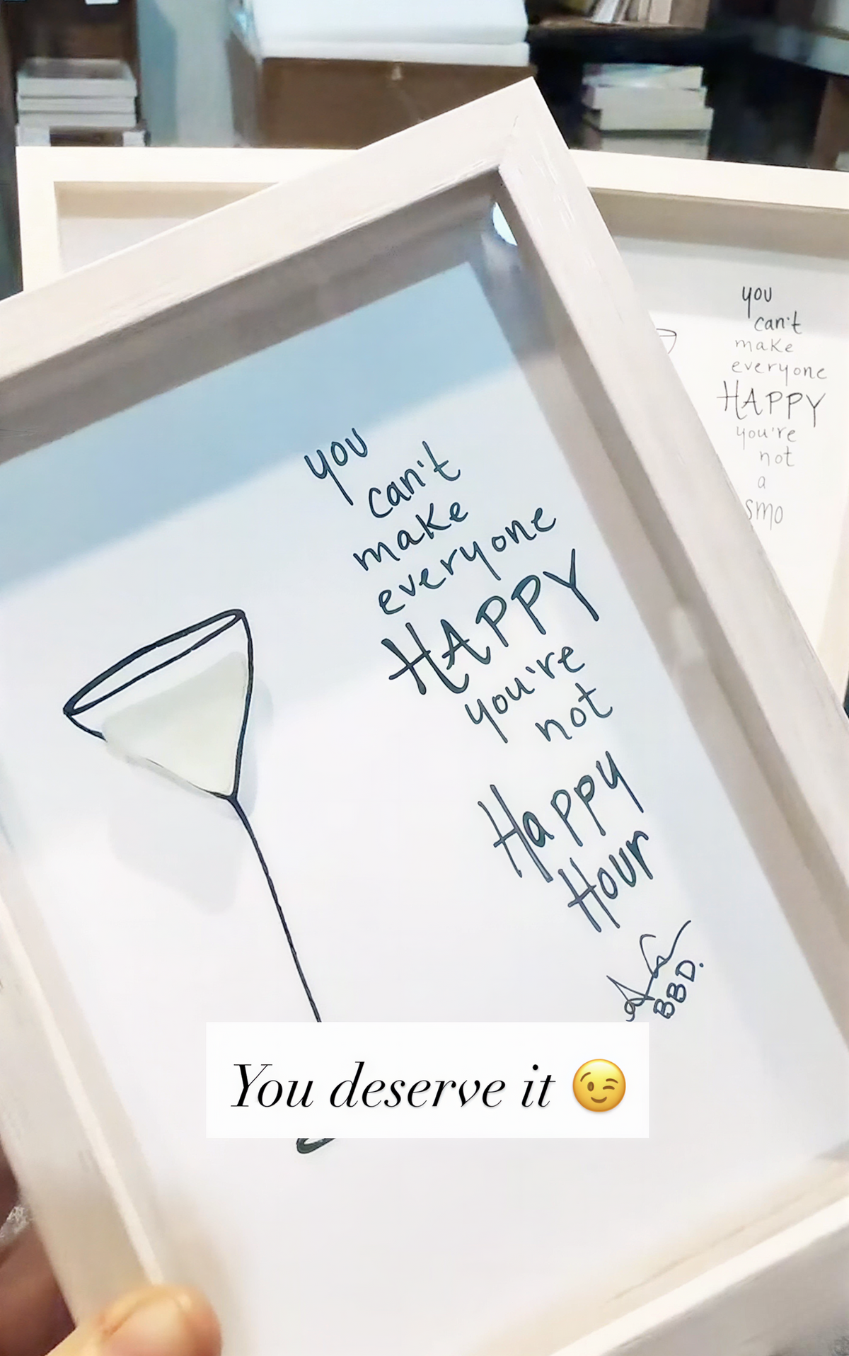 You can't make everyone happy, you're not HAPPY HOUR- SLIM Sea Glass Art,  5x7 Whitewash Frame