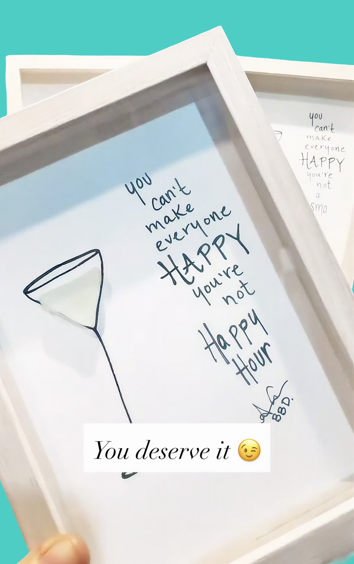 You can't make everyone happy, you're not HAPPY HOUR- SLIM Sea Glass Art,  5x7 Whitewash Frame
