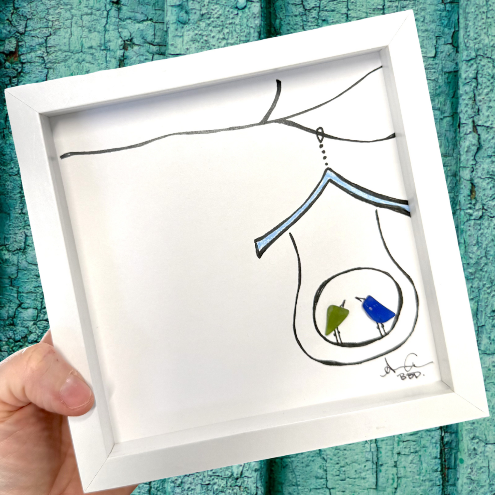 Home tweet home MINI sea glass art 6in