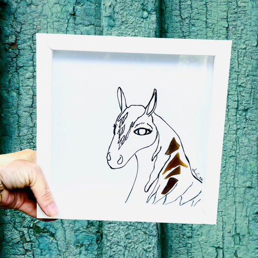Horse 8 inch Sea Glass Art 