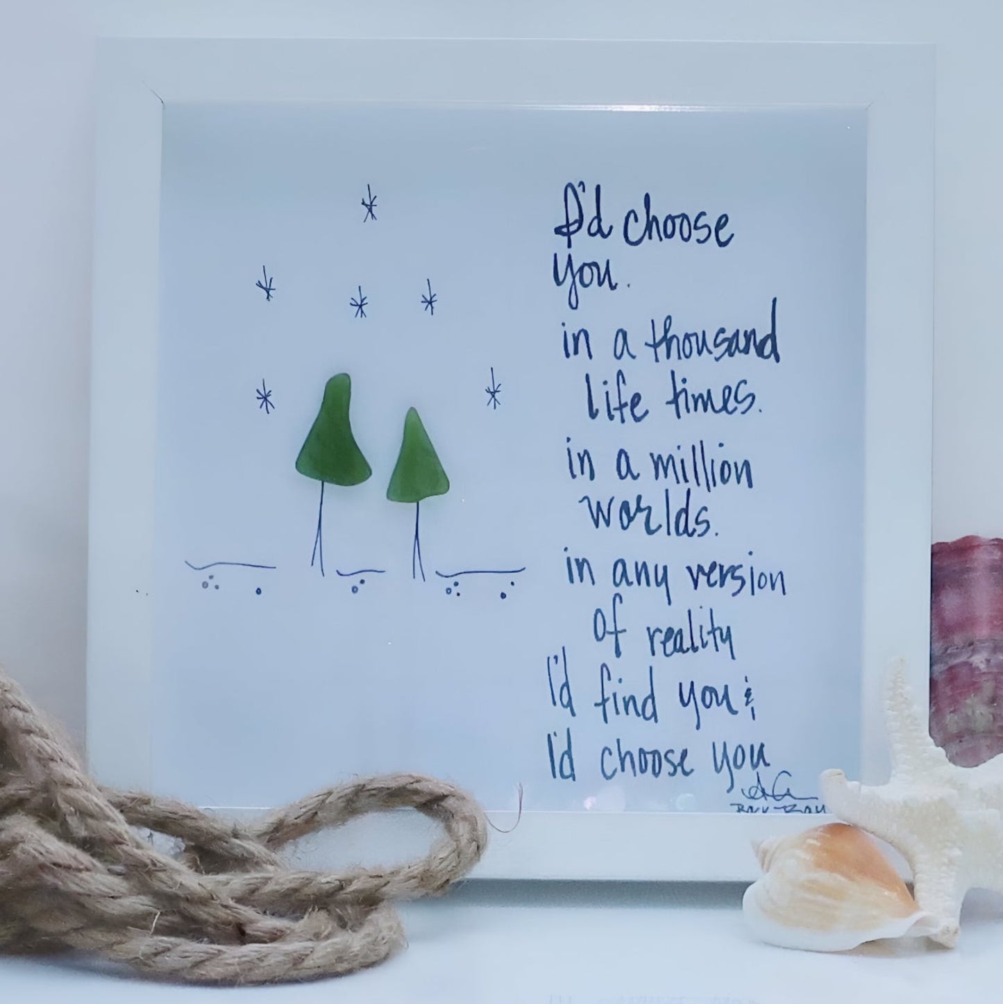 I choose U trees 8 inch sea glass art 