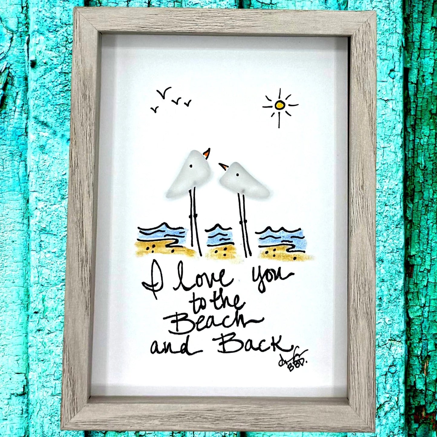 I love you to the Beach and Back 5x7 whitewash bright square close