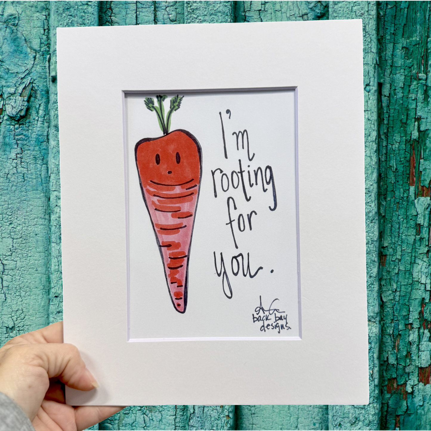 Rooting for you encouraging carrot matted print 