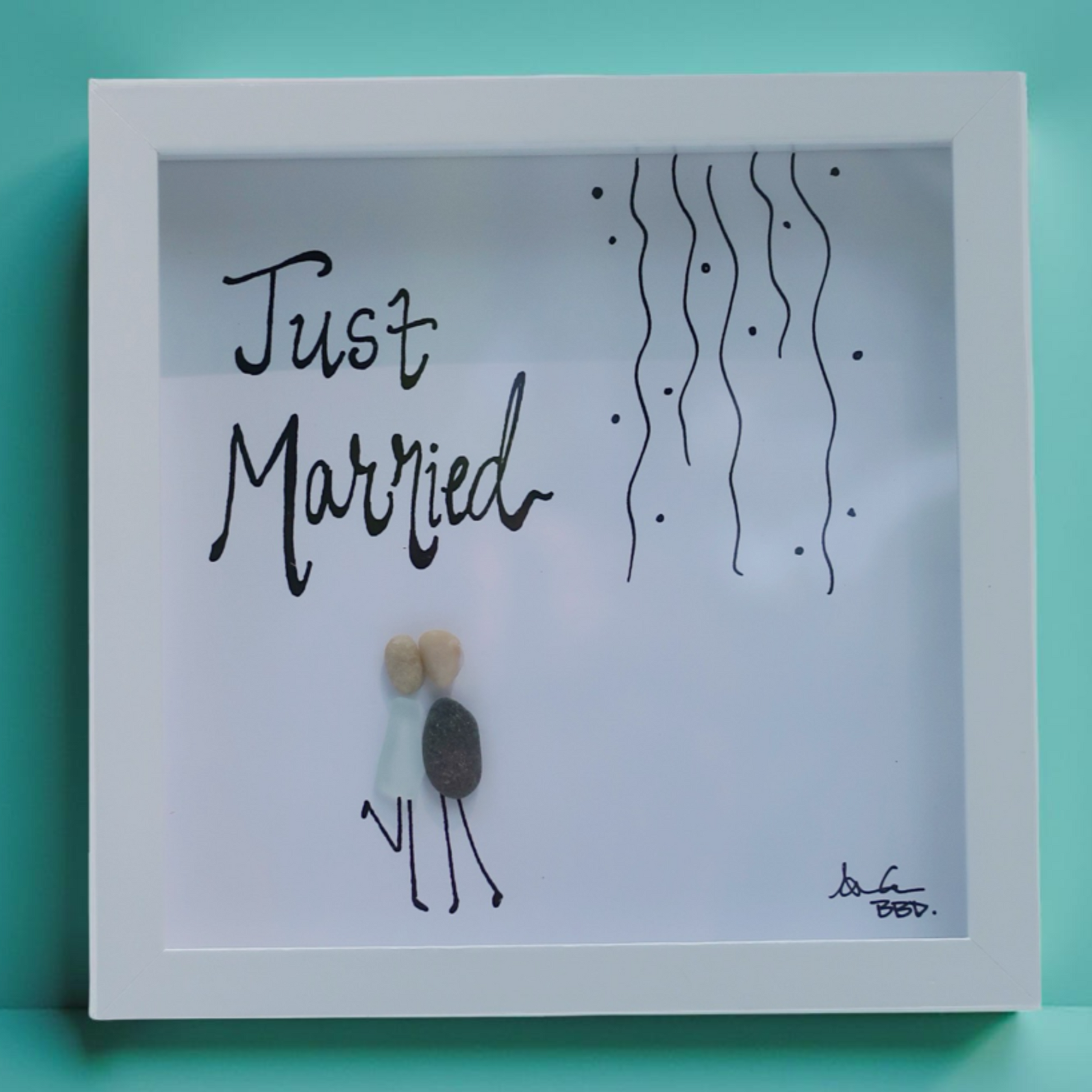 Just_Married_MINI Sea glass art 