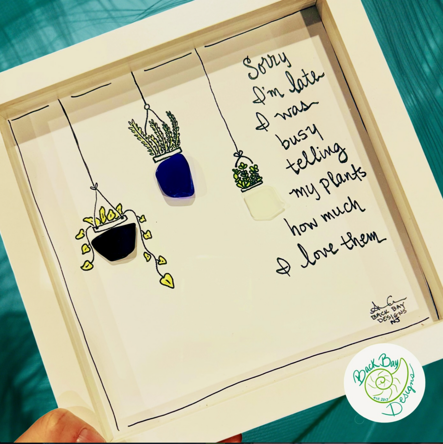Love My Plants Sea glass Art 