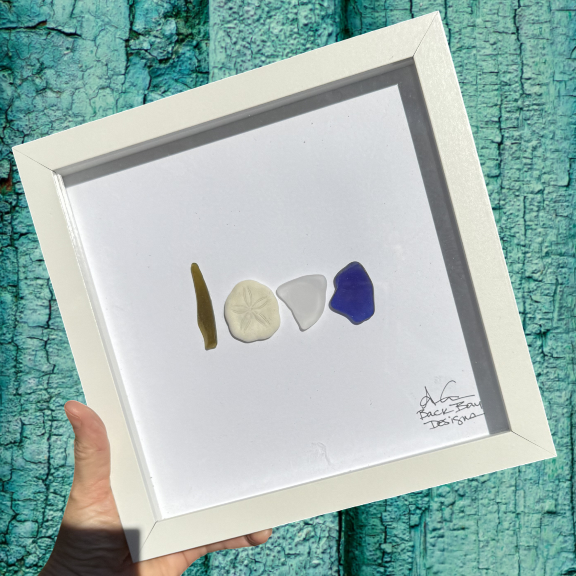 Love Sand dollar 8x8 in sea glass 