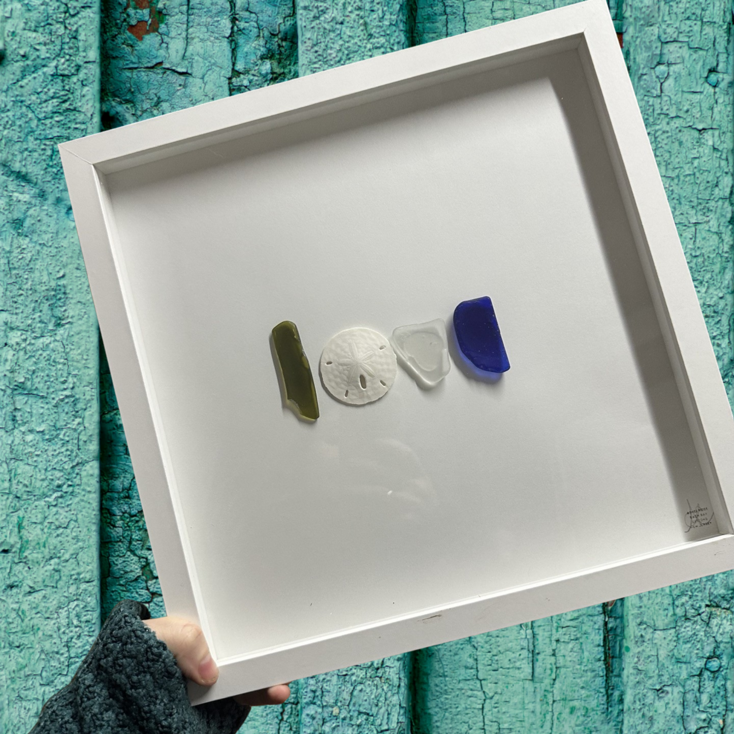 Love Sand dollar sea glass art 
