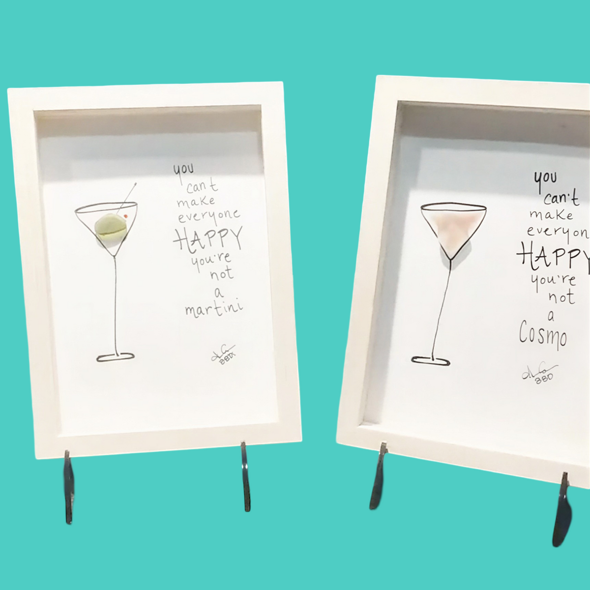 You can't make everyone happy, you're not a COSMO - SLIM Sea Glass Art,  5x7 Whitewash Frame