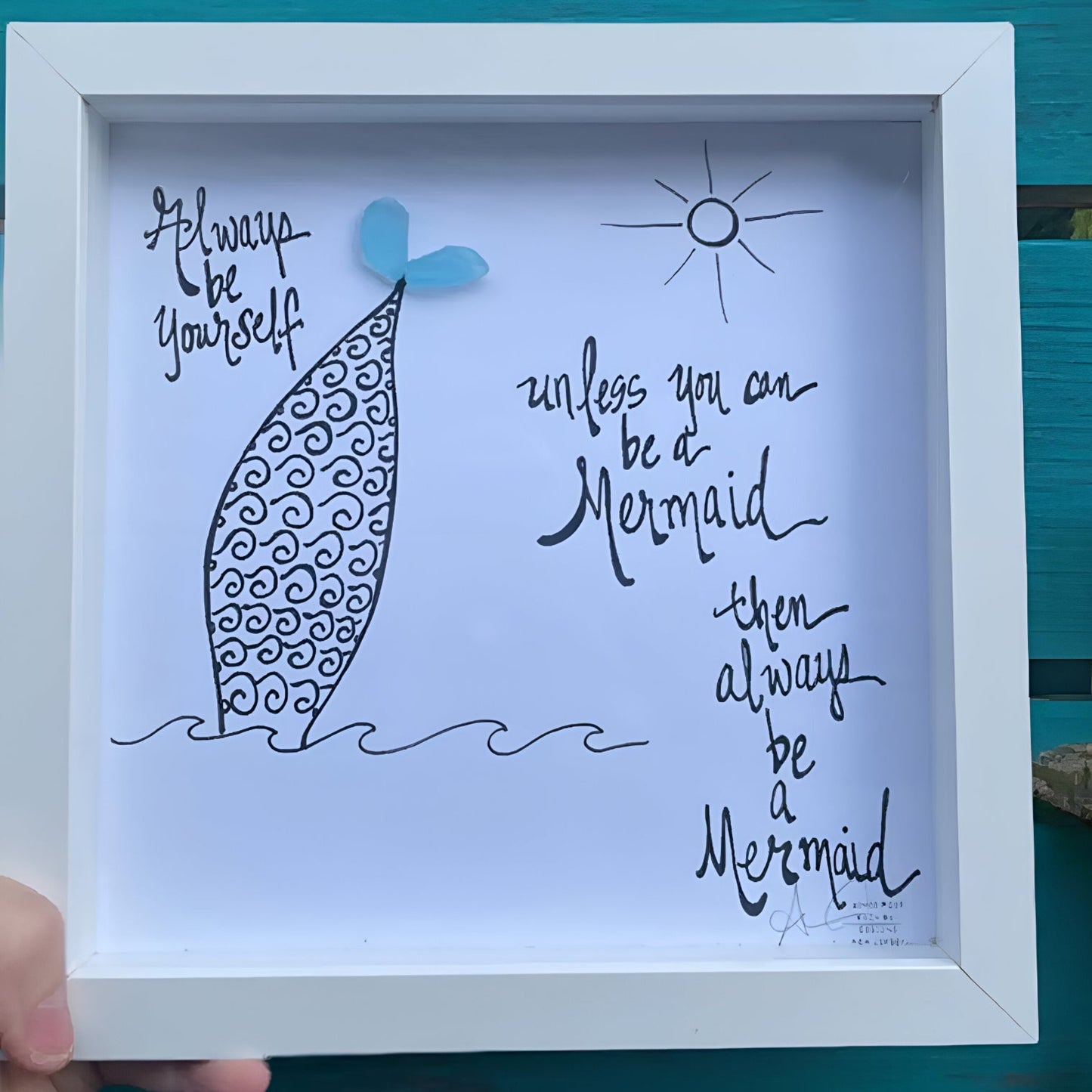 Mermaid always 8 inch sea glass art 