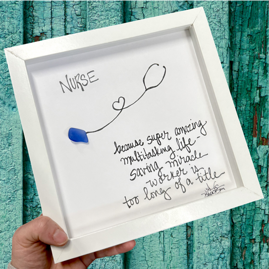 Nurse 8inch sea glass art 