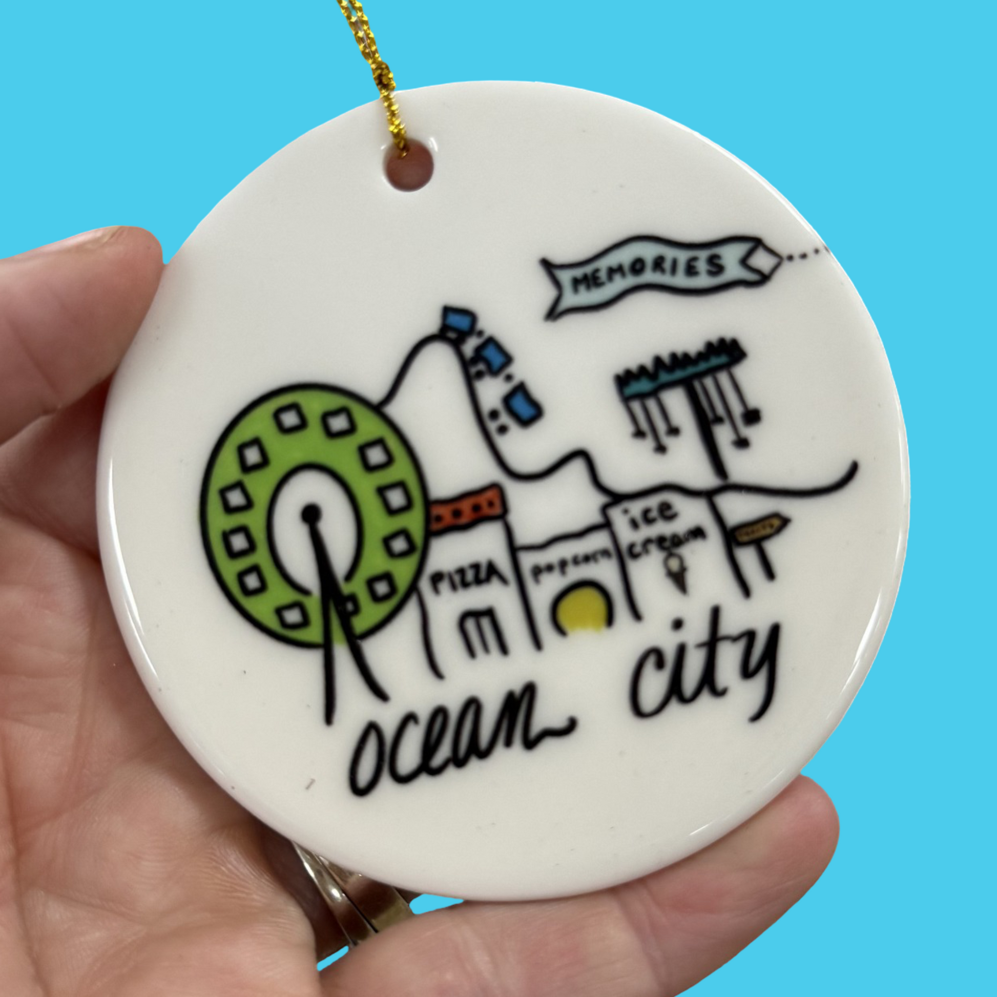 Ocean city 3in ceramic ornament by BBD