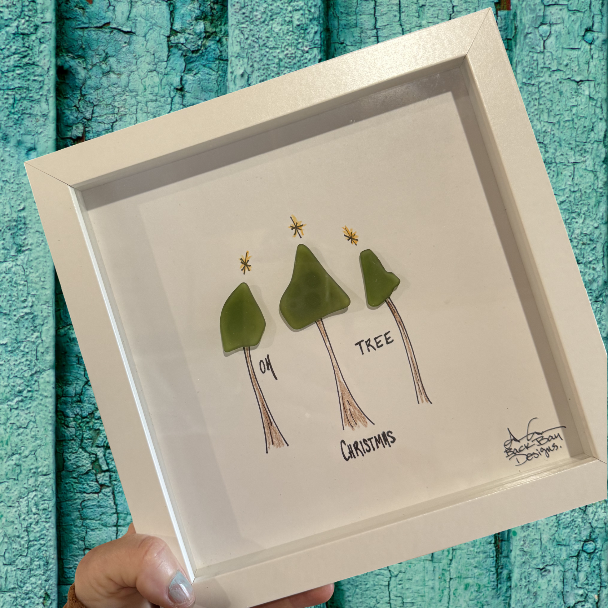 Oh Christmas Tree 8 inch Sea GLass art 