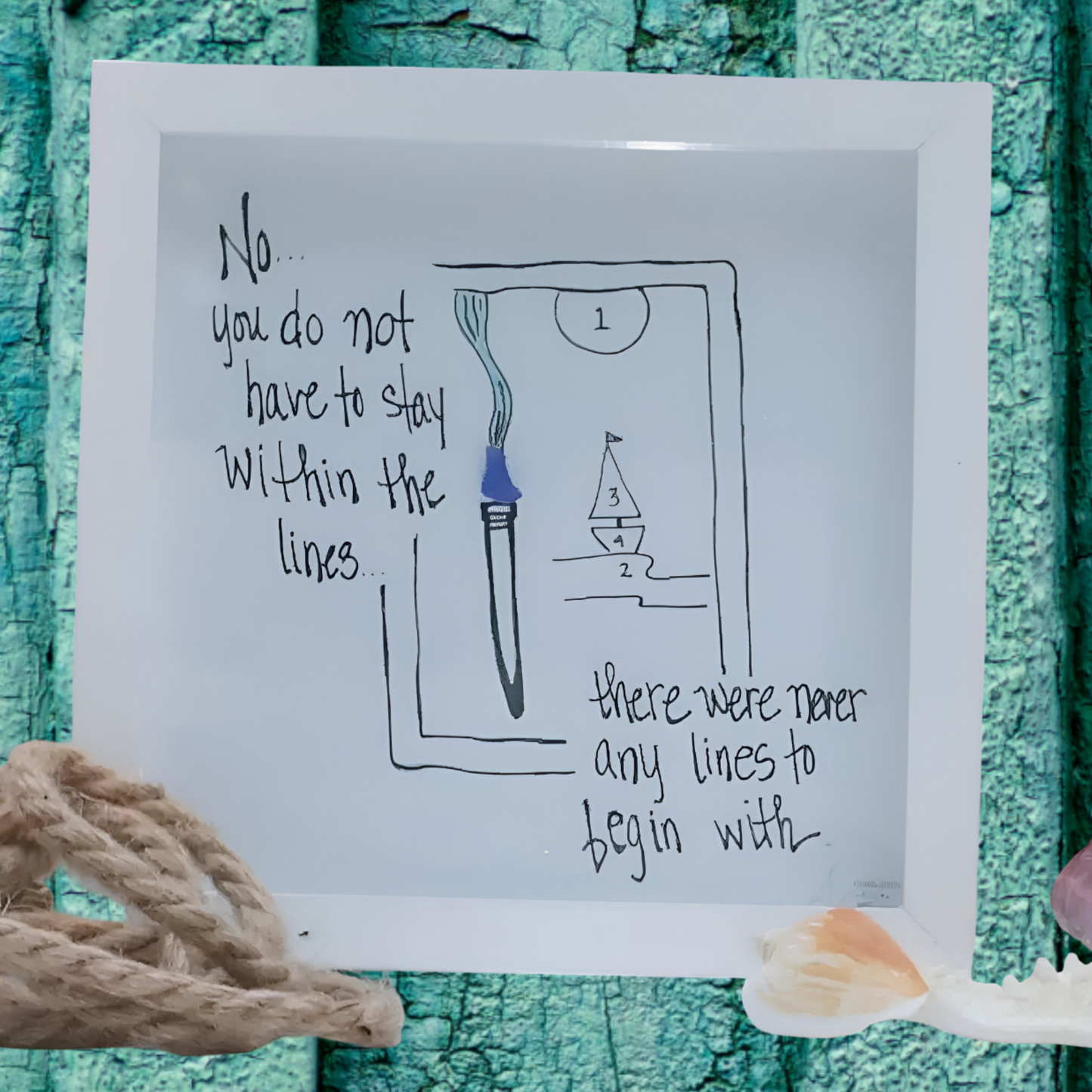 Outside the lines - no lines 8inch sea glass art by BBD