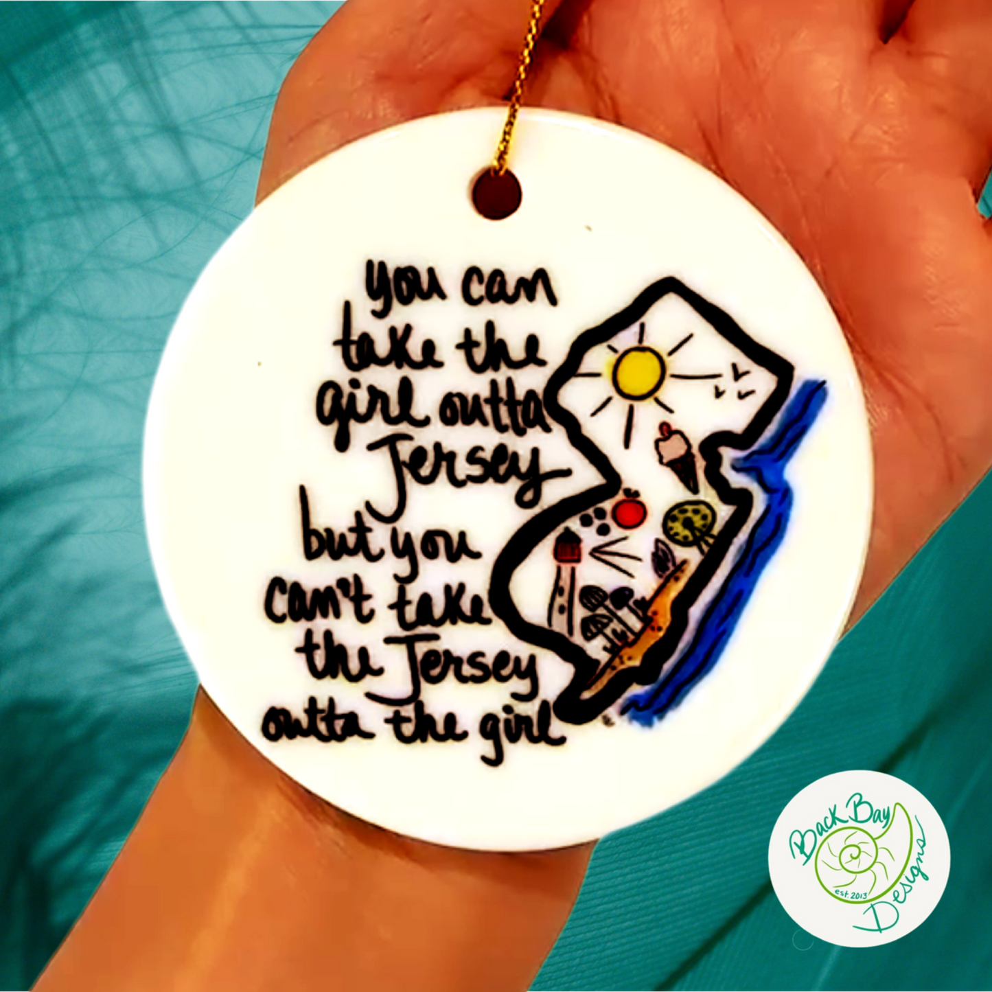 Outta Jersey Ornament 3 inch ceramic 
