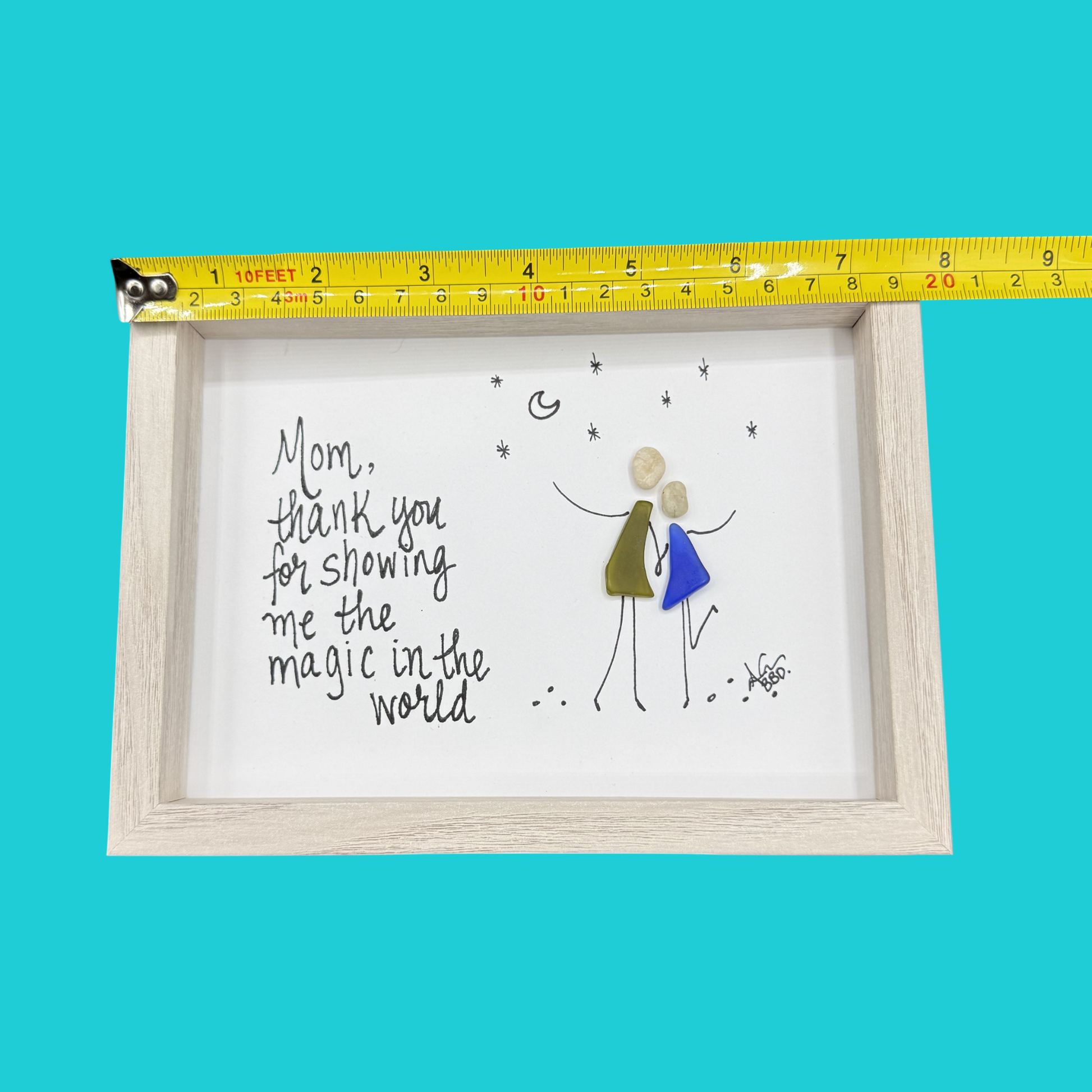 5x7 Ruler horizontal longside on turquoise