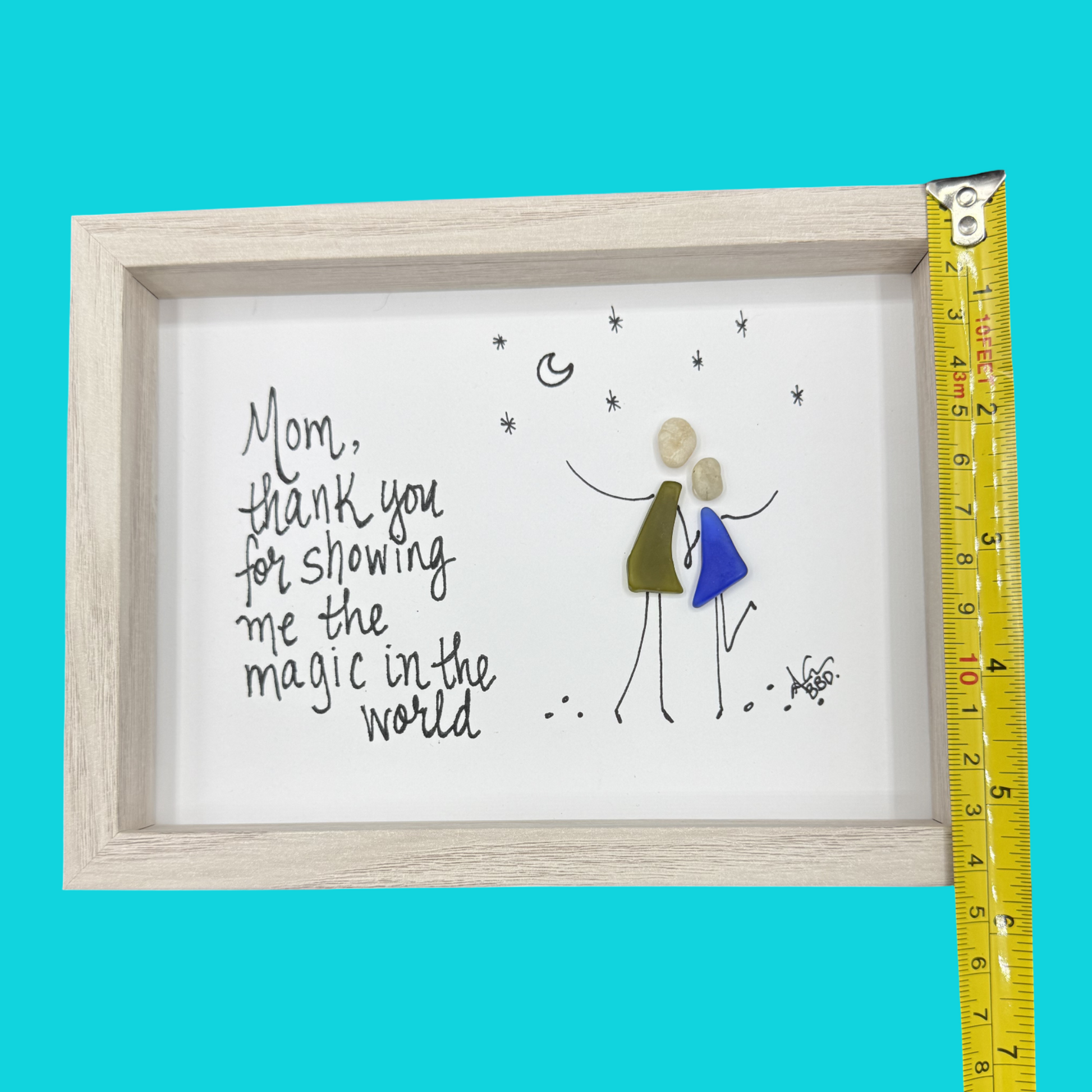5x7 Ruler vertical shortside on turquoise