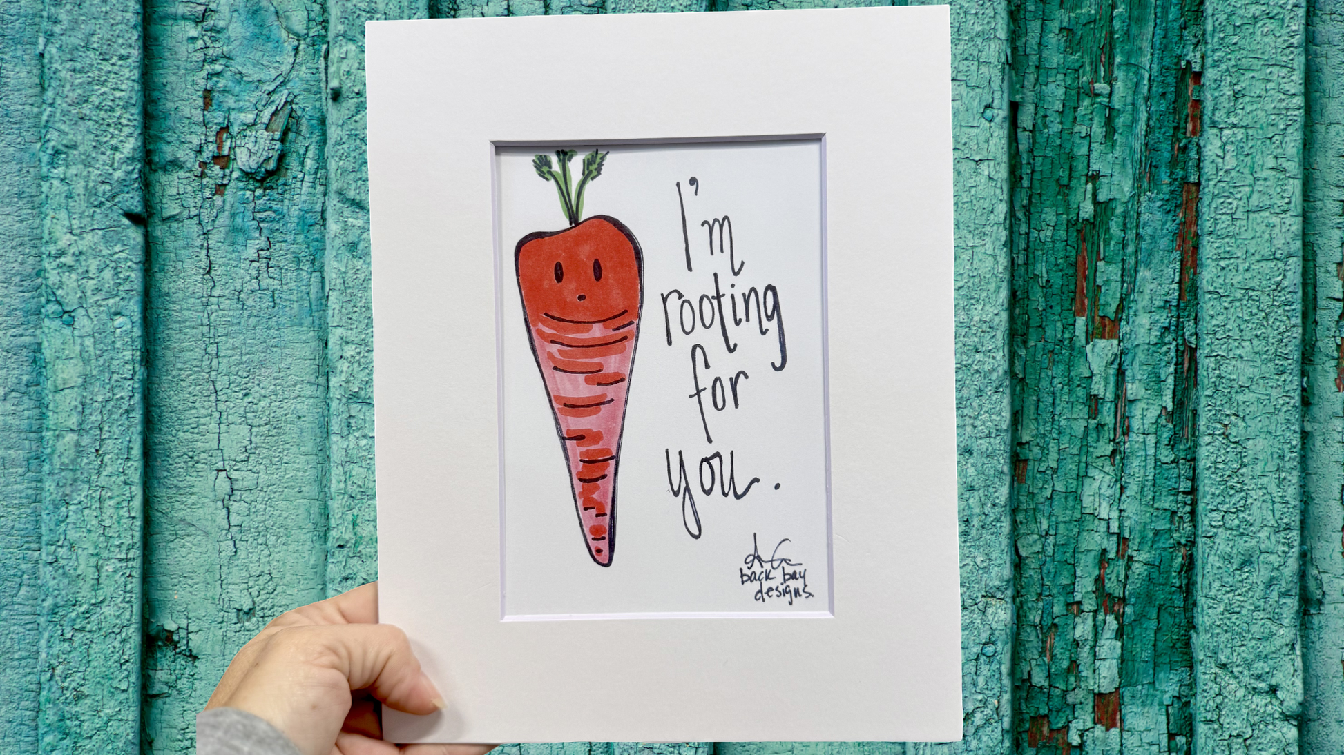 Rooting for you Carrot 8x10 matted print wide 