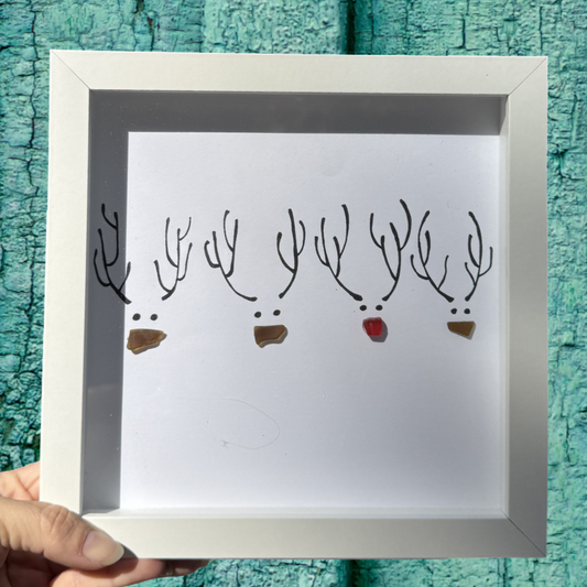 Rudolph Reindeer 8 inchsea glass art 