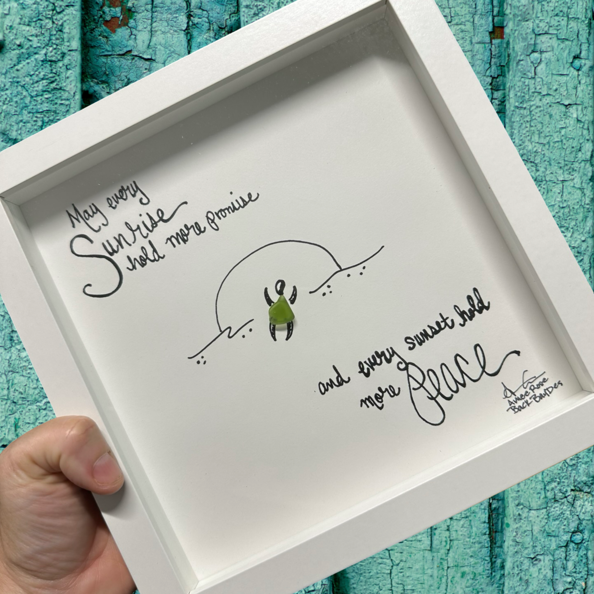 Sea turtle_May_every_sunrise_hold_more_promise sea glass art encouragement memorial 