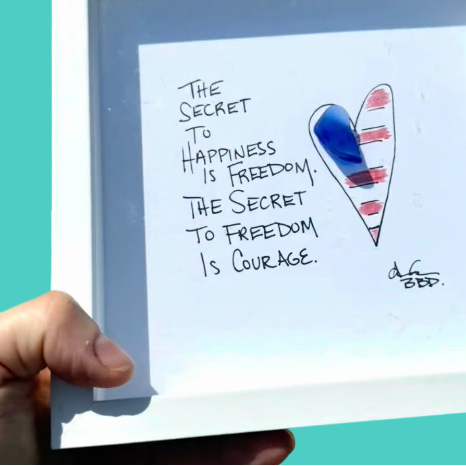 Secret_to_Happinesss_is_freedom_6in_ZOOMING TEAL_upscale_square_1