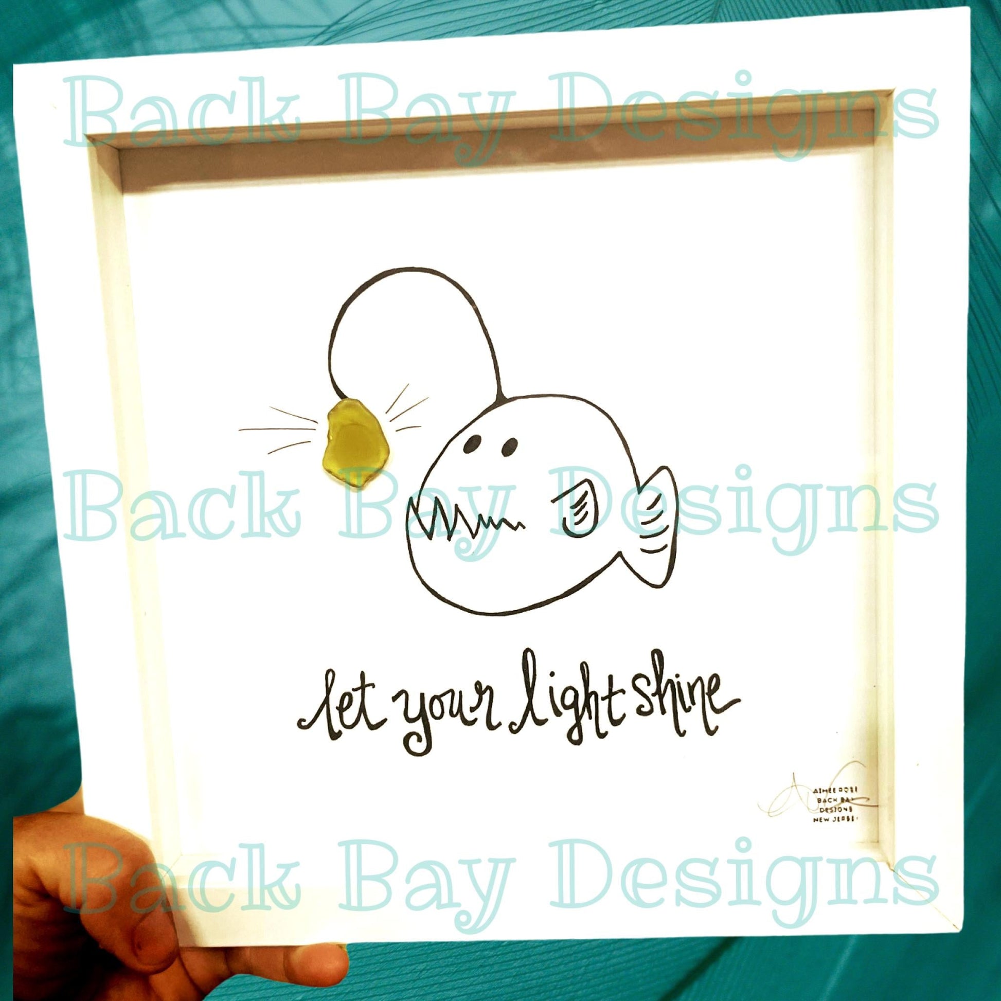 Shine Anglerfish - Encouragement Original Sea Glass Art by BBD