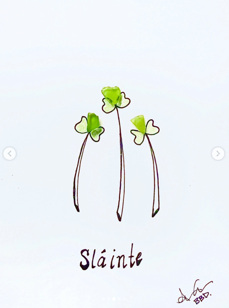 Slainte Irish 5x7 sea glass art 