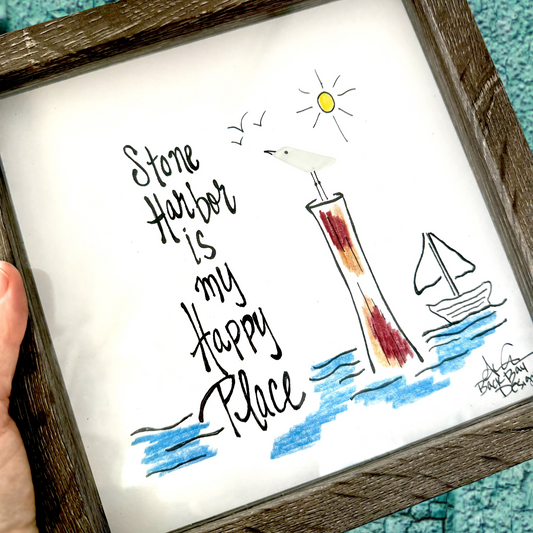Stone Harbor is my happy place 8 inch sea glass art back bay designs 