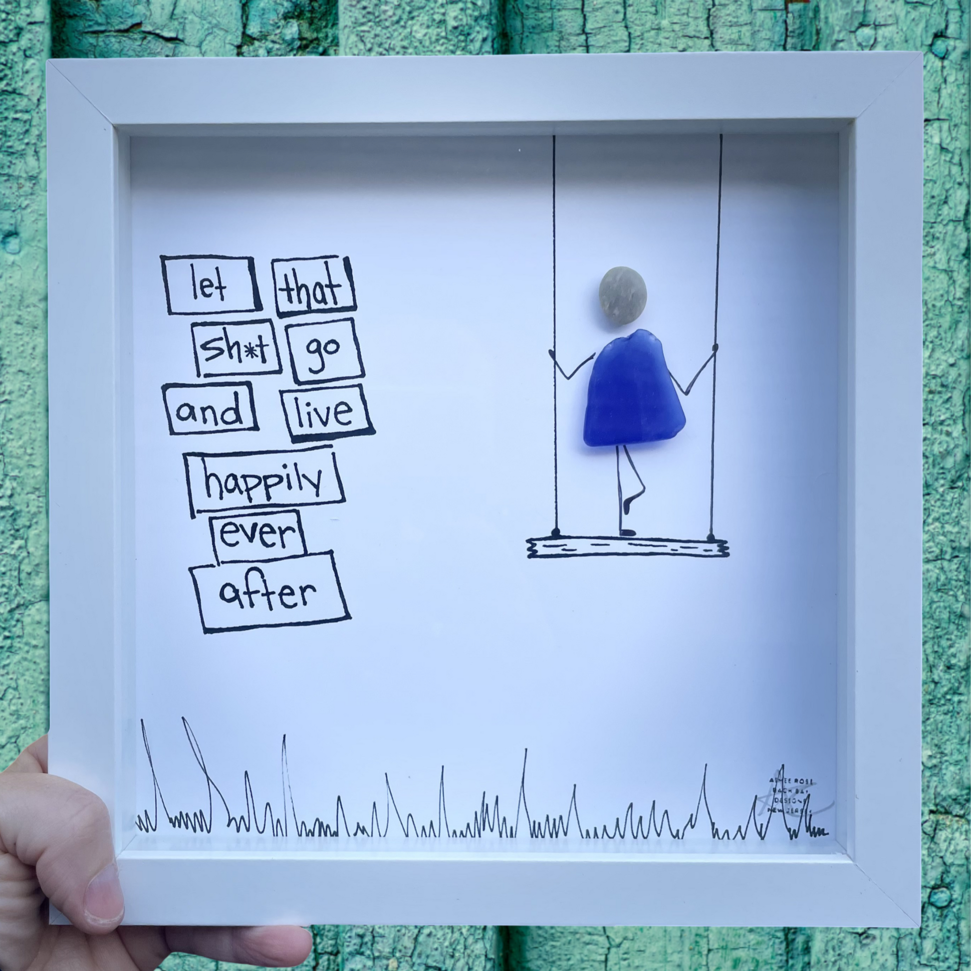 Framed artwork let_Go_Original_8_inch swing let go meditation 