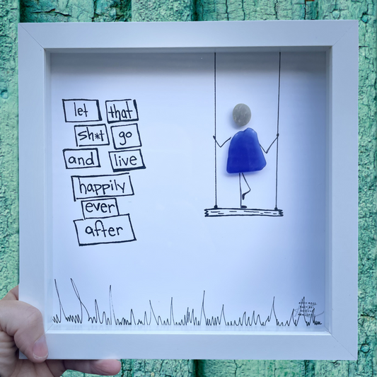 Framed artwork let_Go_Original_8_inch swing let go meditation 