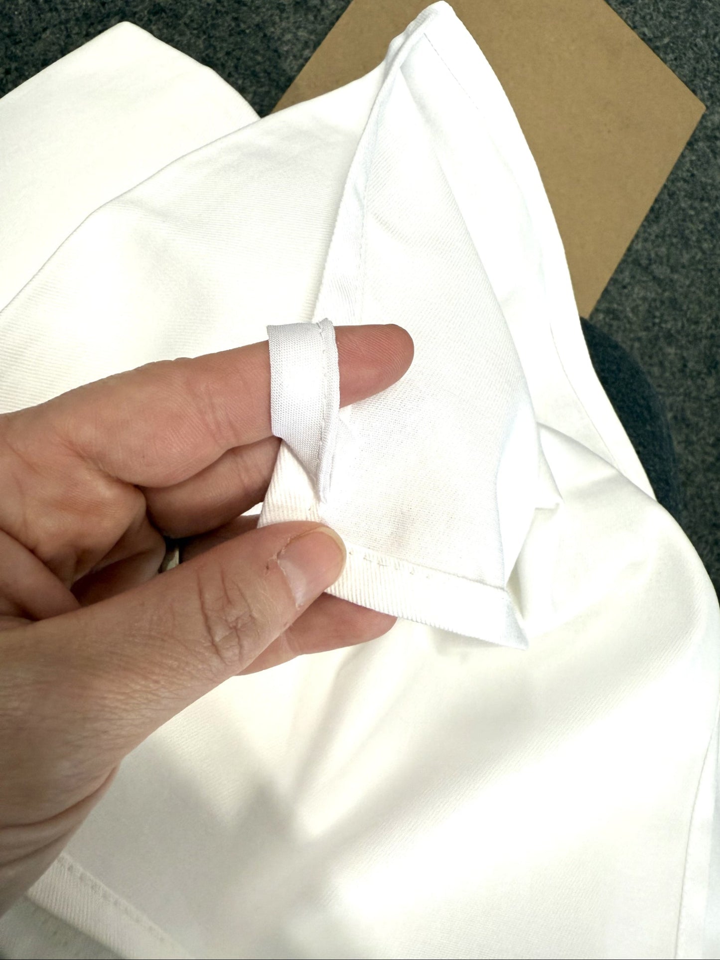 rear view tea towel loop stitching 