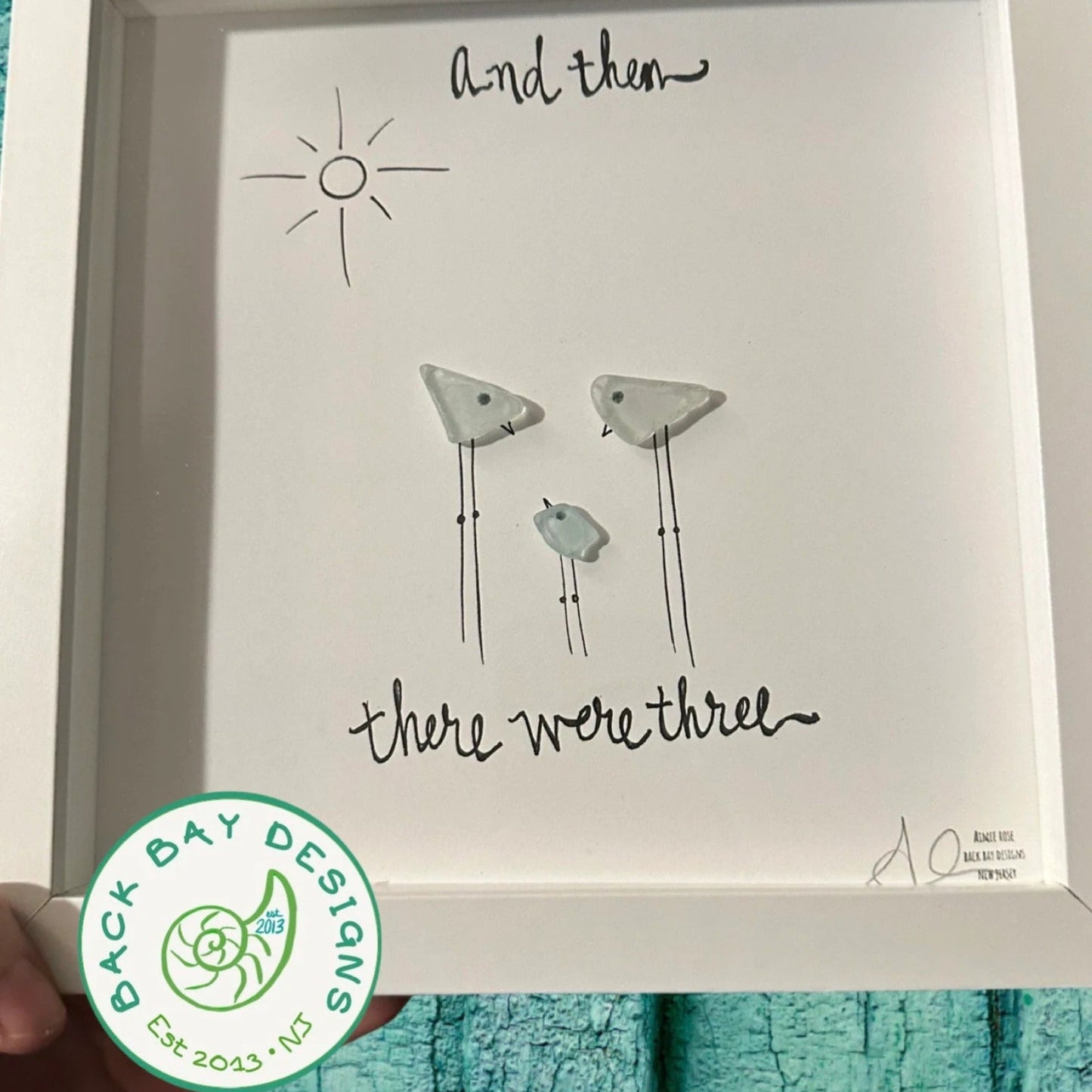 Thentherewere3 new baby first baby  inch sea glass art by BBD