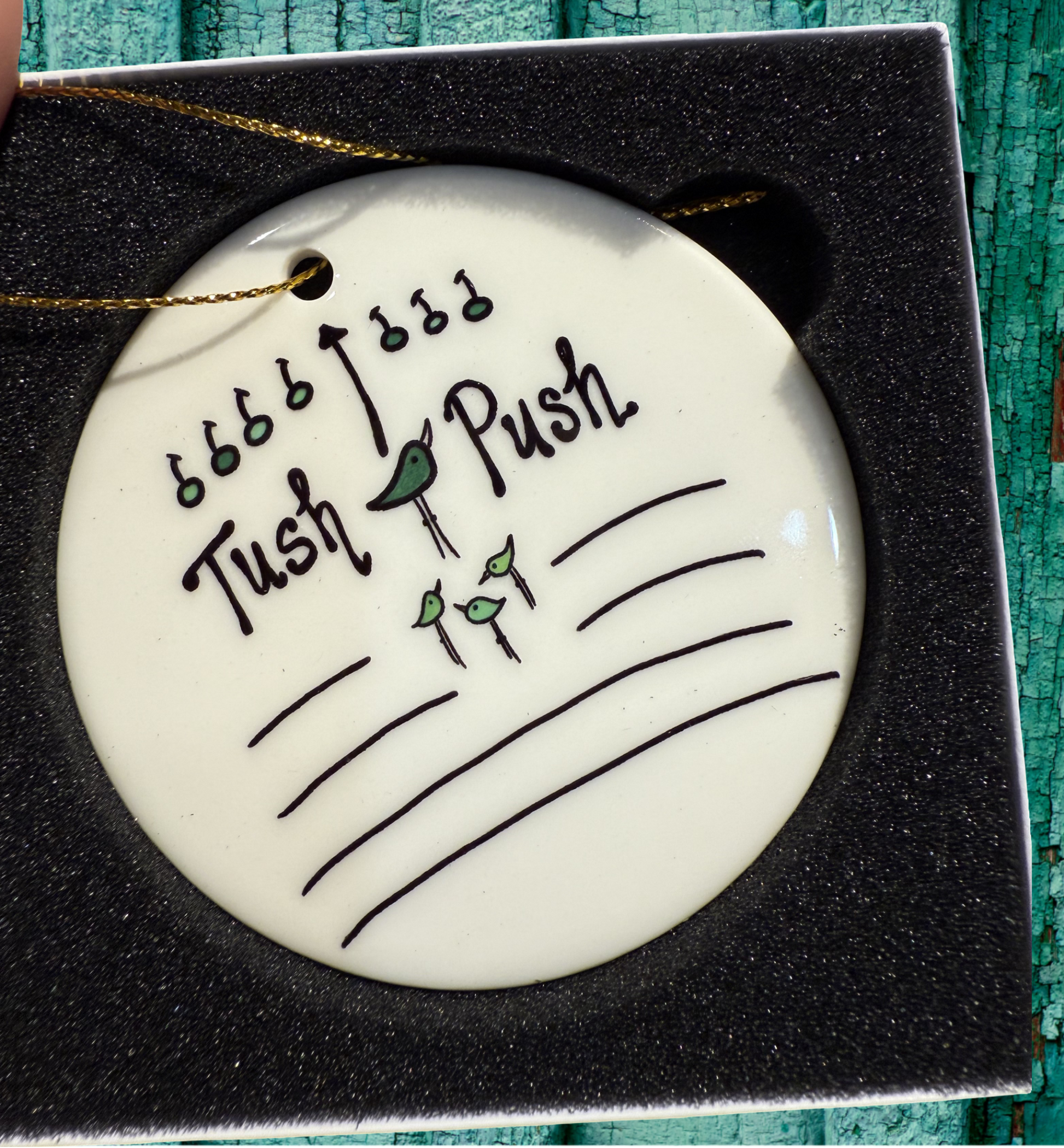 Tush Push Ornament 3in Ceramic Ornament Green birds Eagles Football 