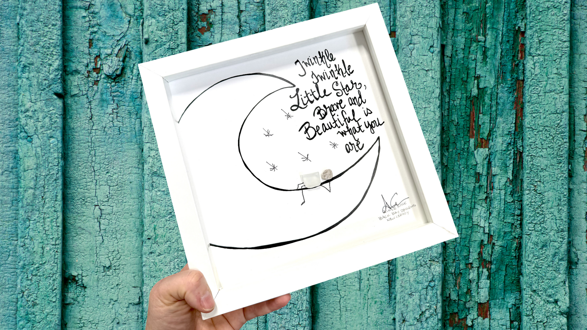 Twinkle Twinkle little star 8inch sea glass art wide 