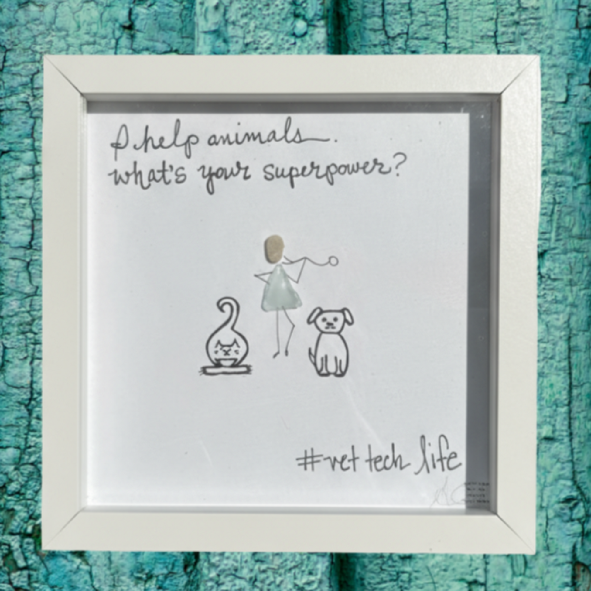 Vet tech 8 inch sea glass art 